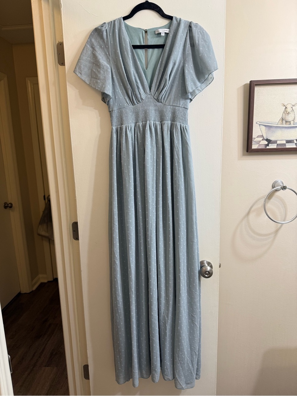 Baltic Born Dusty Blue Maxi Dress with Smocked Waist